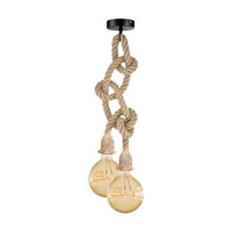 Double Head Industrial E27 Hemp Rope Pendant Lights Attic Personality Indoor 2M Hanging Lighting - thumbnail 2