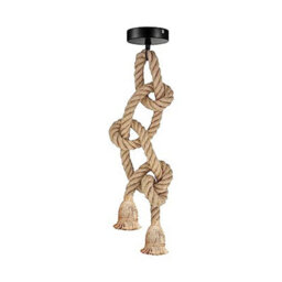 Double Head Industrial E27 Hemp Rope Pendant Lights Attic Personality Indoor 2M Hanging Lighting - thumbnail 1