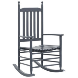Berkfield Rocking Chair With Curved Seat Grey Poplar Wood - thumbnail 1