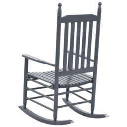 Berkfield Rocking Chair With Curved Seat Grey Poplar Wood - thumbnail 4