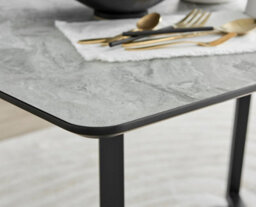 Furniturebox Carson 120Cm Scratch Resistant Melamine White Marble Effect Rectangular 4 Seater Dining Table With Black Metal Legs - thumbnail 4
