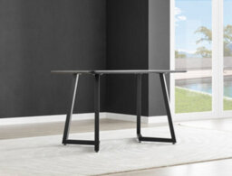 Furniturebox Carson 120Cm Scratch Resistant Melamine White Marble Effect Rectangular 4 Seater Dining Table With Black Metal Legs - thumbnail 7