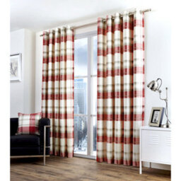 Fusion Balmoral Check Country Checked Pattern Pair Of Scarlet Eyelet Curtains - thumbnail 1