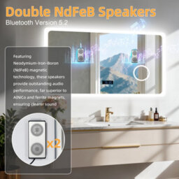 Luvodi 120X70Cm Large Led Bathroom Mirror Built-In Bluetooth Speaker And 3X Magnifier Anti-Fog - thumbnail 4