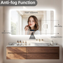 Luvodi 120X70Cm Large Led Bathroom Mirror Built-In Bluetooth Speaker And 3X Magnifier Anti-Fog - thumbnail 7