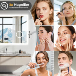 Luvodi 120X70Cm Large Led Bathroom Mirror Built-In Bluetooth Speaker And 3X Magnifier Anti-Fog - thumbnail 3