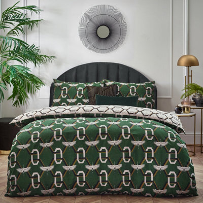 Furn. Avalon Geometric Reversible Duvet Cover Set, King, Green - image 1