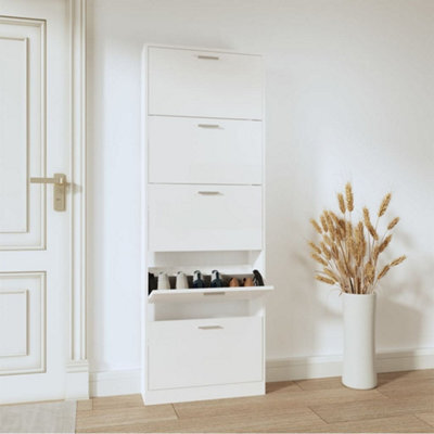Walplus Shoe Cabinet High Gloss White 59X17X169 Cm Engineered Wood - image 1