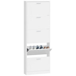 Walplus Shoe Cabinet High Gloss White 59X17X169 Cm Engineered Wood - thumbnail 4