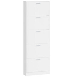Walplus Shoe Cabinet High Gloss White 59X17X169 Cm Engineered Wood - thumbnail 5