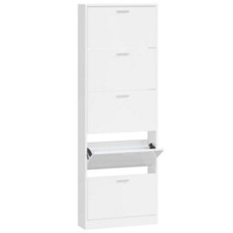 Walplus Shoe Cabinet High Gloss White 59X17X169 Cm Engineered Wood - thumbnail 2