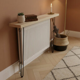 Toolty Rustic Handmade Console Table, Wall Mounted, 120Cm X 17.5Cm , Primed, 86.5Cm Legs, Handcrafted Vintage Style