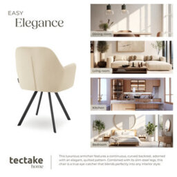 Tectake 1 Armchair Lucia - Padded, Quilted Pattern, 180 Degree Swivel Chair  - Cream - thumbnail 7