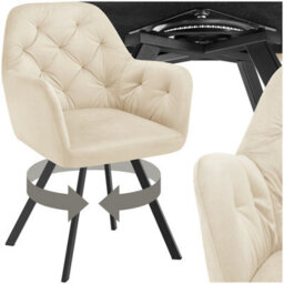 Tectake 1 Armchair Lucia - Padded, Quilted Pattern, 180 Degree Swivel Chair  - Cream