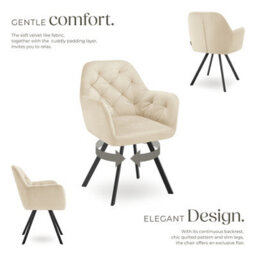 Tectake 1 Armchair Lucia - Padded, Quilted Pattern, 180 Degree Swivel Chair  - Cream - thumbnail 3