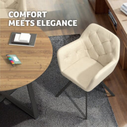 Tectake 1 Armchair Lucia - Padded, Quilted Pattern, 180 Degree Swivel Chair  - Cream - thumbnail 9