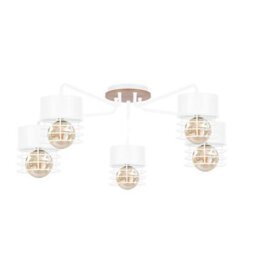Luminosa Lighting Luminosa Casa Multi Arm Semi Flush Ceiling Light White, Wood, 70Cm, 5X E27