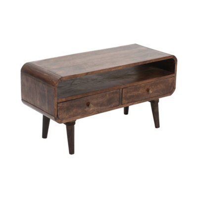 Aertona Dark Mango Wood Tv Stand With 2 Drawers - image 1