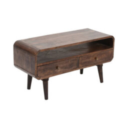 Aertona Dark Mango Wood Tv Stand With 2 Drawers