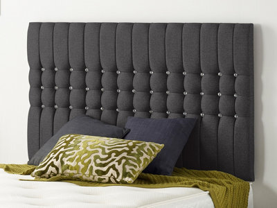 Somnior Beds Somnior  4Ft6 Galaxy Double 32 Inches Plush Black Headboard With Wooden Struts