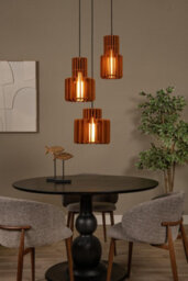 Lucide Rollo Pendant Light - 3Xe27 - Terracotta - thumbnail 4