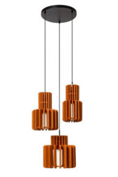 Lucide Rollo Pendant Light - 3Xe27 - Terracotta - thumbnail 3