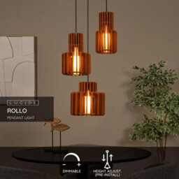Lucide Rollo Pendant Light - 3Xe27 - Terracotta - thumbnail 2