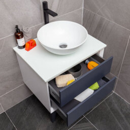 Plum&clay Queens White Floor Standing Bathroom Vanity Unit With Pre-Drilled Tap Hole Worktop (W)65Cm (H)69Cm - thumbnail 4