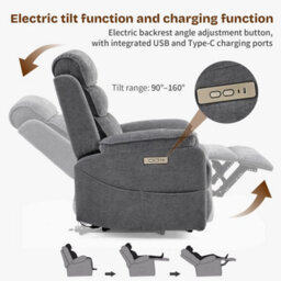 Electric Recliner Chair Massage Heating Armchair Sofa With Wireless Charging - thumbnail 4