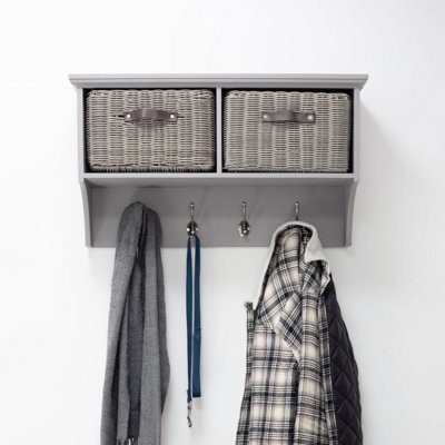 Statement Furniture Tetbury Coat Rack Hanging Shelf With Storage Baskets - Dove Grey - image 1