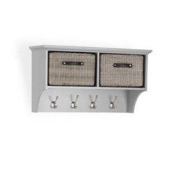 Statement Furniture Tetbury Coat Rack Hanging Shelf With Storage Baskets - Dove Grey - thumbnail 3