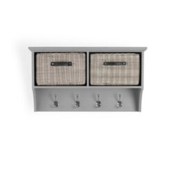 Statement Furniture Tetbury Coat Rack Hanging Shelf With Storage Baskets - Dove Grey - thumbnail 2