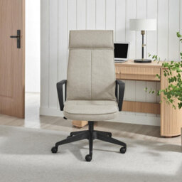 Furniturebox Uk Vesper Light Grey Linen Fabric Swivel Office Chair - thumbnail 3