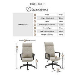 Furniturebox Uk Vesper Light Grey Linen Fabric Swivel Office Chair - thumbnail 2