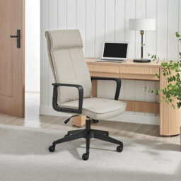 Furniturebox Uk Vesper Light Grey Linen Fabric Swivel Office Chair - thumbnail 1