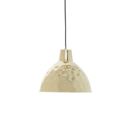 Orsina Hammered Gold Pendant Light With White Interior, Inverted Dome Shade Lamp, Modern Statement Hanging Lamp - thumbnail 3