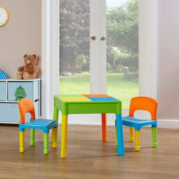 Liberty House Toys Kid's 5-In-1 Activity Table And Two Chairs Set, Green - thumbnail 3