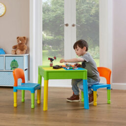 Liberty House Toys Kid's 5-In-1 Activity Table And Two Chairs Set, Green