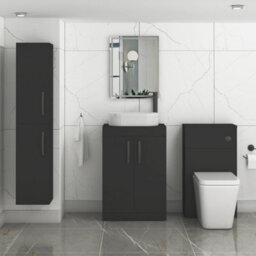 Royal Bathrooms Turin 500mm Freestanding Bathroom Vanity Unit With Sink 2 Door Matt Black & Lyon Countertop Basin - thumbnail 3