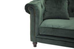Velvet 3 Seats Vintage Sofa With Footstool , Green - thumbnail 4