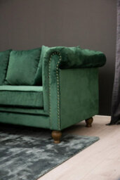 Velvet 3 Seats Vintage Sofa With Footstool , Green - thumbnail 5