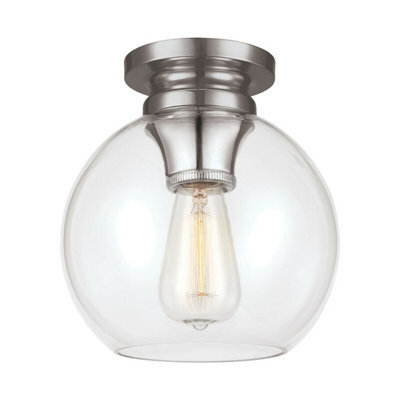Elegant 1 Bulb Flush Mount Light Fixture With Polished Nickel Finish For Low Ceilings