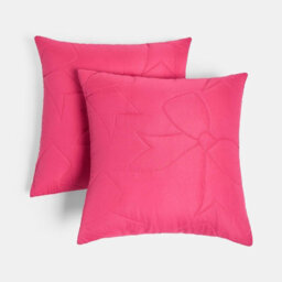 Ohs 2 X Bows Quilted Pinsonic Cushion Covers Home Décor - Hot Pink - thumbnail 4