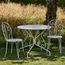 Dibor Traditional Style Two Person Indoor Outdoor Garden Iron Bistro Table And Chairs Set