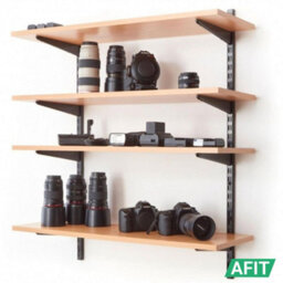 Afit Twin Slot Adjustable Shelving Shelf Kit 6X610mm Brackets 2X1M Uprights Heavy Duty Steel Wall Mounted System - Black - thumbnail 5
