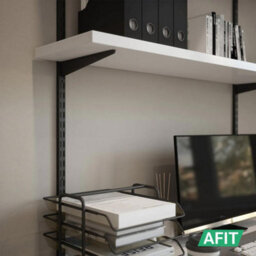 Afit Twin Slot Adjustable Shelving Shelf Kit 6X610mm Brackets 2X1M Uprights Heavy Duty Steel Wall Mounted System - Black - thumbnail 7
