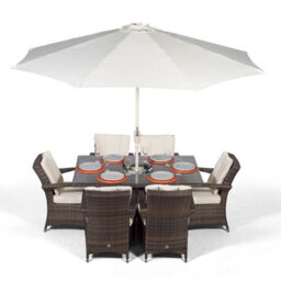 That's Furniture Arizona Rectangle 6 Seat Rattan Dining Set With Ice Bucket Drinks Cooler - Brown - thumbnail 7