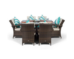 That's Furniture Arizona Rectangle 6 Seat Rattan Dining Set With Ice Bucket Drinks Cooler - Brown - thumbnail 6