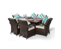 That's Furniture Arizona Rectangle 6 Seat Rattan Dining Set With Ice Bucket Drinks Cooler - Brown - thumbnail 5