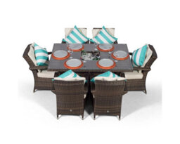 That's Furniture Arizona Rectangle 6 Seat Rattan Dining Set With Ice Bucket Drinks Cooler - Brown - thumbnail 4